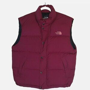 Vintage The North Face Women's Puffer Gilet Goose Down Size L Red TNF Vest Y2K